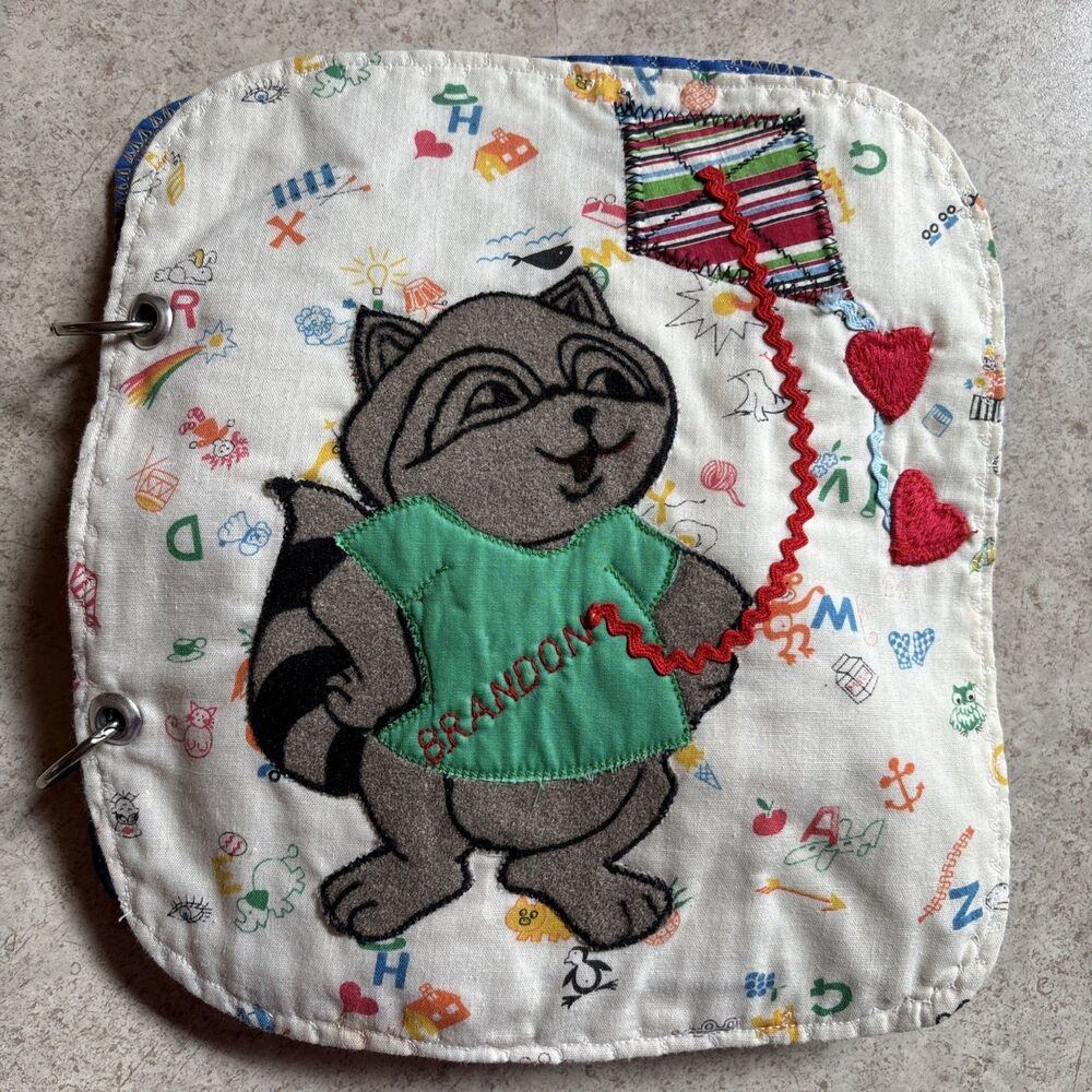 Vintage Handmade Children’s Quiet Soft Fabric Activity Busy Book 8.75” x 9.5”
